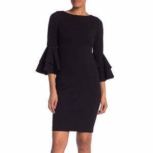 Calvin Klein Solid Bell Sleeve Sheath Dress